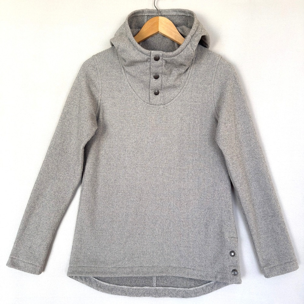 The North Face Hoodie Women's XS Gray‎ Henley Fleece Pullover Snap Hem Thermal